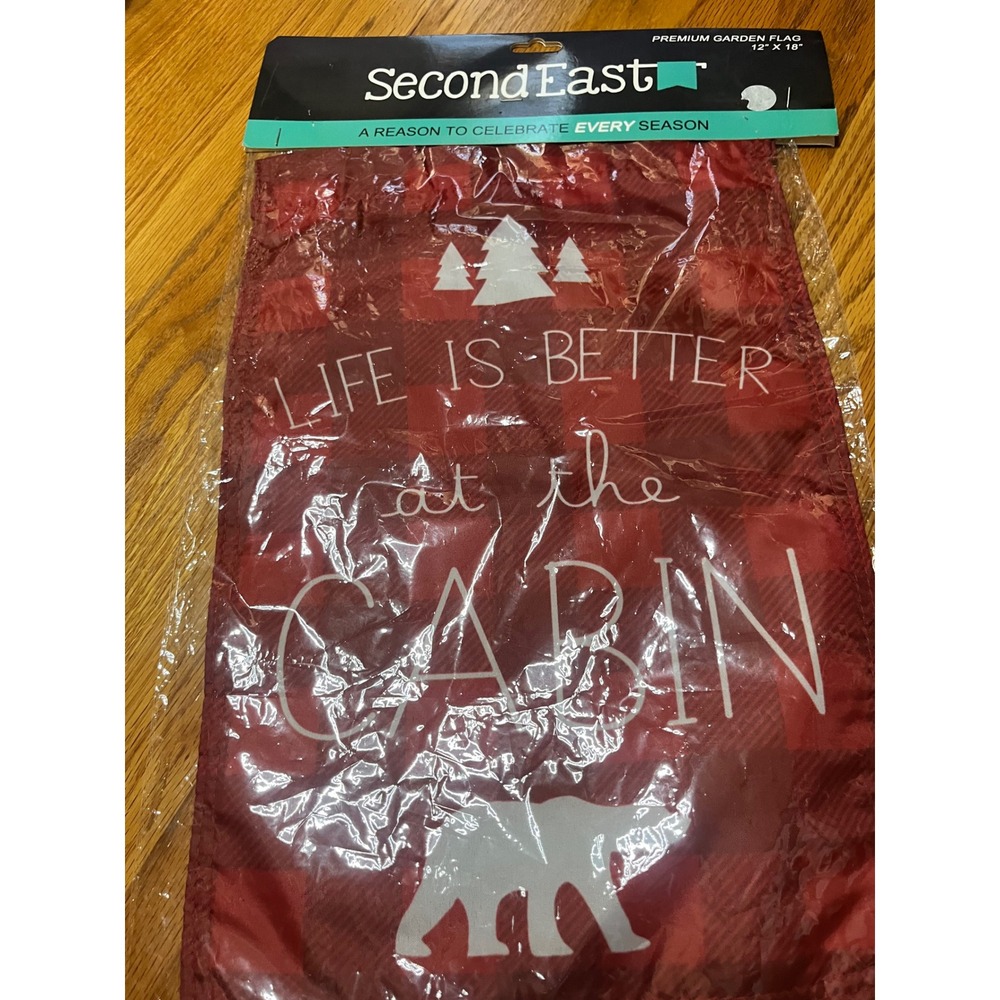 Second East Red Buffalo Plaid Life is Better at the Cabin Garden Flag 12x18 NIP